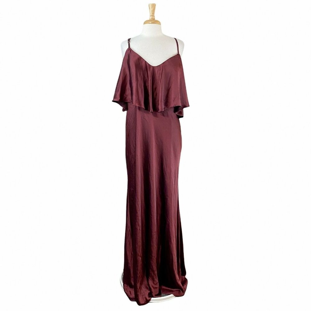 Revelry Women's Cabernet #710 "Riley" Satin Convertible Bridesmaid Dress Sz 22